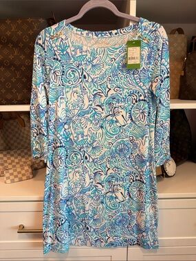 ✨ NWT Lilly Pulitzer Sophie UPF 50+ Shift Dress Lucky Trunks S ✨